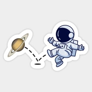 Astronaut plays Saturn Soccer Sticker